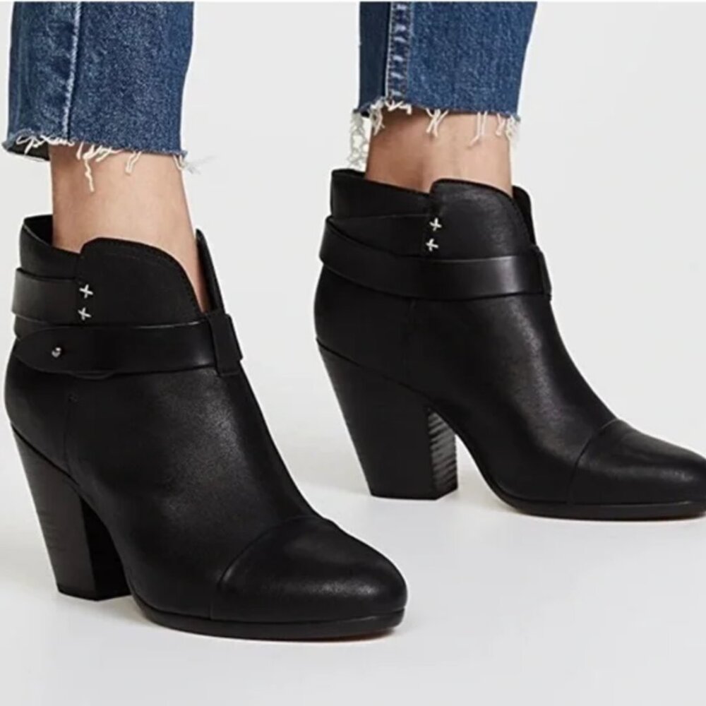 Rag & Bone black Harlow leather heeled booties - size 39